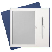 Подарочный набор Spark, серебряный (ежедневник, ручка) Подарочный набор Spark, серебряный (ежедневник, ручка)