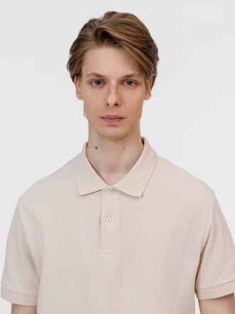 Рубашка поло унисекс Pacific, бежевая (льняная) Рубашка поло унисекс Pacific, бежевая (льняная)