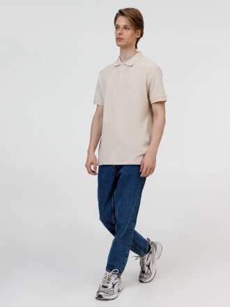 Рубашка поло унисекс Pacific, бежевая (льняная) Рубашка поло унисекс Pacific, бежевая (льняная)