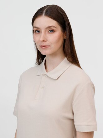 Рубашка поло унисекс Pacific, бежевая (льняная) Рубашка поло унисекс Pacific, бежевая (льняная)