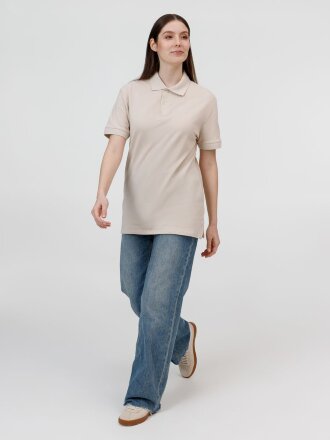 Рубашка поло унисекс Pacific, бежевая (льняная) Рубашка поло унисекс Pacific, бежевая (льняная)