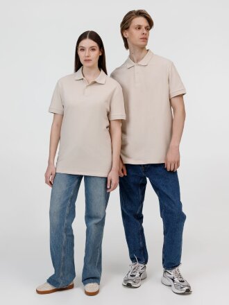 Рубашка поло унисекс Pacific, бежевая (льняная) Рубашка поло унисекс Pacific, бежевая (льняная)