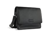 Сумка через плечо женская BUGATTI Elsa, чёрная, воловья кожа/полиэстер, 25х8,5х20 см Сумка через плечо женская BUGATTI Elsa, чёрная, воловья кожа/полиэстер, 25х8,5х20 см