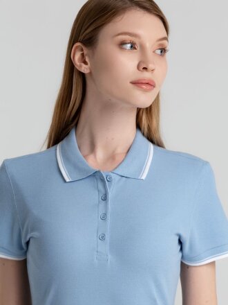 Рубашка поло женская Practice Women 270, голубая с белым Рубашка поло женская Practice Women 270, голубая с белым