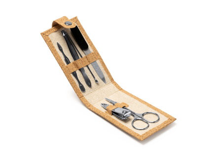 Маникюрный набор PODOX в чехле из пробки, серебристый/бежевый Маникюрный набор PODOX в чехле из пробки, серебристый/бежевый