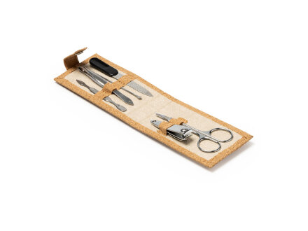 Маникюрный набор PODOX в чехле из пробки, серебристый/бежевый Маникюрный набор PODOX в чехле из пробки, серебристый/бежевый