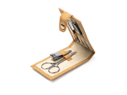 Маникюрный набор PODOX в чехле из пробки, серебристый/бежевый Маникюрный набор PODOX в чехле из пробки, серебристый/бежевый