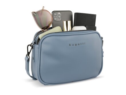 Сумка кросс-боди женская BUGATTI Almata, голубая, полиуретан, 21,5х6х15 см Сумка кросс-боди женская BUGATTI Almata, голубая, полиуретан, 21,5х6х15 см