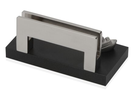 Подставка для визиток Круиз, серебристый/черный Подставка для визиток Круиз, серебристый/черный