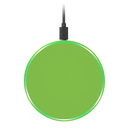 Беспроводное зарядное устройство с подсветкой 15W Аурис (Auris), салатовое Беспроводное зарядное устройство с подсветкой 15W Аурис (Auris), салатовое