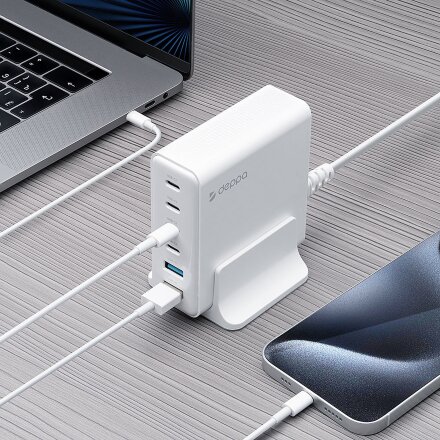 Зарядная станция 4xUSB Type-C, 2xUSB, PD, QC, 160Вт, белый, Deppa Зарядная станция 4xUSB Type-C, 2xUSB, PD, QC, 160Вт, белый, Deppa