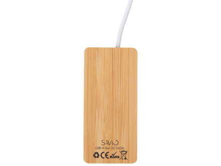 USB хаб с подсветкой лого Reedia S5, 3*USB, 1*Type C, бамбук, черный