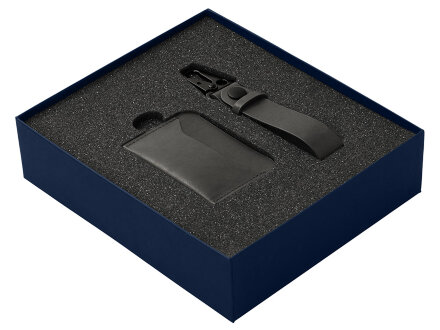 Подарочный набор Long River: картхолдер, ремешок для ключей (без лого Long River), синяя коробка