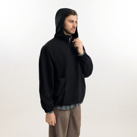 Ветровка (анорак) оверсайз унисекс RISSMAN, черная, размер XS/S Ветровка (анорак) оверсайз унисекс RISSMAN, черная, размер XS/S