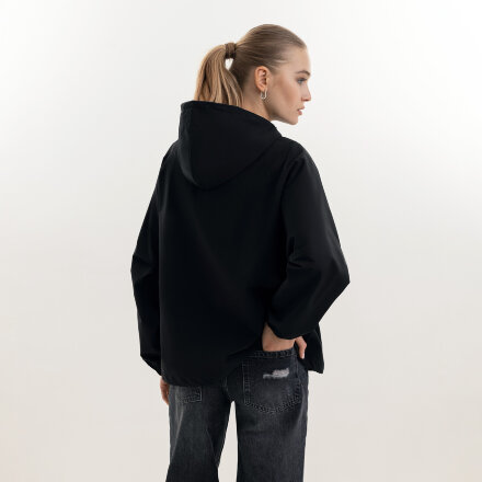 Ветровка (анорак) оверсайз унисекс RISSMAN, черная, размер XS/S Ветровка (анорак) оверсайз унисекс RISSMAN, черная, размер XS/S