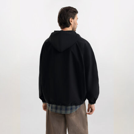 Ветровка (анорак) оверсайз унисекс RISSMAN, черная, размер XS/S Ветровка (анорак) оверсайз унисекс RISSMAN, черная, размер XS/S