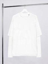 Футболка оверсайз с двойным рукавом Kosmos, молочно-белая Футболка оверсайз с двойным рукавом Kosmos, молочно-белая