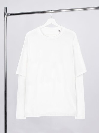 Футболка оверсайз с двойным рукавом Kosmos, молочно-белая Футболка оверсайз с двойным рукавом Kosmos, молочно-белая