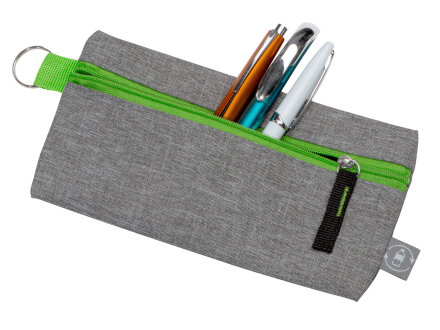 Универсальный пенал из переработанного полиэстера RPET Holder, серый/зеленый Универсальный пенал из переработанного полиэстера RPET Holder, серый/зеленый