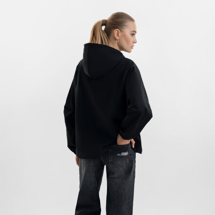 Ветровка (анорак) оверсайз унисекс RISSMAN, черная, размер M/L Ветровка (анорак) оверсайз унисекс RISSMAN, черная, размер M/L