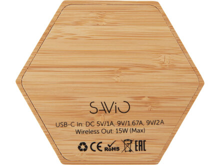 Беспроводное зарядное устройство Gex, 15 Вт, бамбук