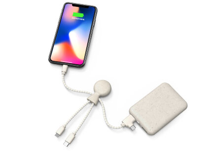 Портативное зарядное устройство BioPack c кабелем Mr. Bio, 5000 mAh, белый Портативное зарядное устройство BioPack c кабелем Mr. Bio, 5000 mAh, белый