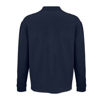 Рубашка поло оверсайз с длинным рукавом Heritage, темно-синяя Рубашка поло оверсайз с длинным рукавом Heritage, темно-синяя