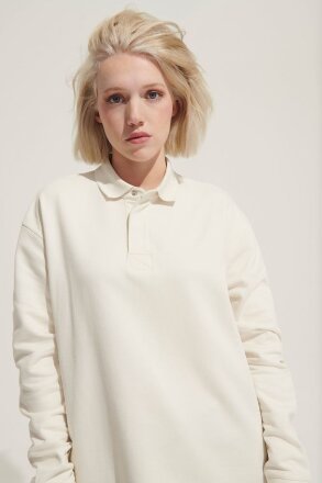 Рубашка поло оверсайз с длинным рукавом Heritage, темно-синяя Рубашка поло оверсайз с длинным рукавом Heritage, темно-синяя