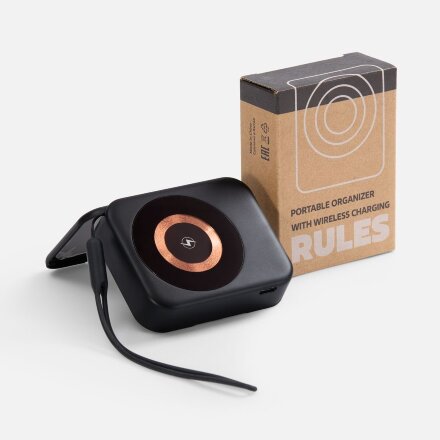 Набор для ухода за гаджетами с беспроводной зарядкой Rules, черный Набор для ухода за гаджетами с беспроводной зарядкой Rules, черный