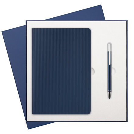 Подарочный набор Rain, синий (ежедневник, ручка) Подарочный набор Rain, синий (ежедневник, ручка)