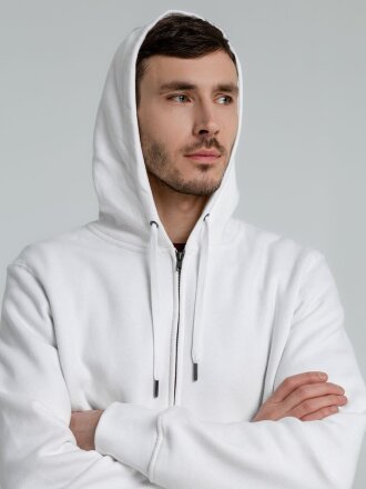 Толстовка на молнии с капюшоном унисекс King, белая Толстовка на молнии с капюшоном унисекс King, белая