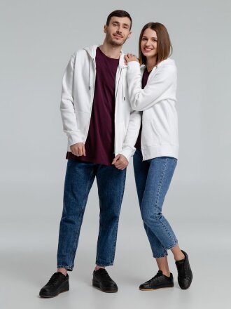 Толстовка на молнии с капюшоном унисекс King, белая Толстовка на молнии с капюшоном унисекс King, белая