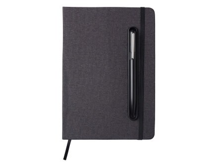 Набор блокнот А5 с магнитным держателем для ручки и подставкой для телефона и металлической шариковой ручкой NotaBene, черный