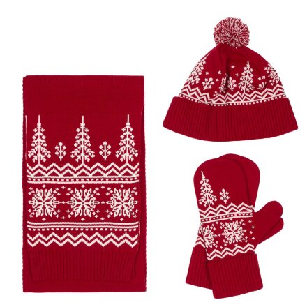 Варежки Elnik, красные с молочно-белым Варежки Elnik, красные с молочно-белым