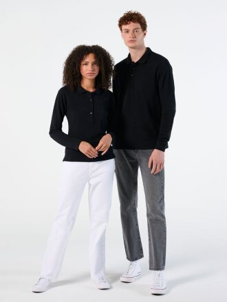 Рубашка поло мужская с длинным рукавом Winter II 210 черный меланж Рубашка поло мужская с длинным рукавом Winter II 210 черный меланж