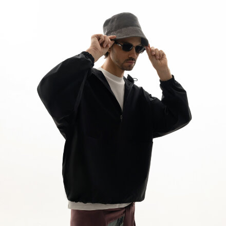 Ветровка (анорак) оверсайз унисекс RISSMAN, черная, размер XL/XXL Ветровка (анорак) оверсайз унисекс RISSMAN, черная, размер XL/XXL