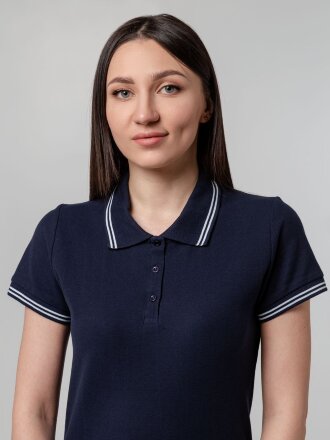 Рубашка поло женская Virma Stripes Lady, темно-синяя Рубашка поло женская Virma Stripes Lady, темно-синяя