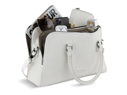 Сумка женская BUGATTI Elsa, белая, воловья кожа/полиэстер, 32х13х22 см Сумка женская BUGATTI Elsa, белая, воловья кожа/полиэстер, 32х13х22 см