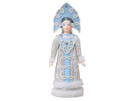 Подарочный набор: кукла фарфоровая, плед флисовый, голубой/синий