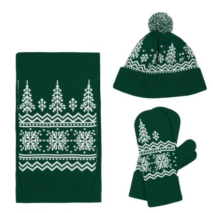 Варежки Elnik, зеленые с молочно-белым Варежки Elnik, зеленые с молочно-белым