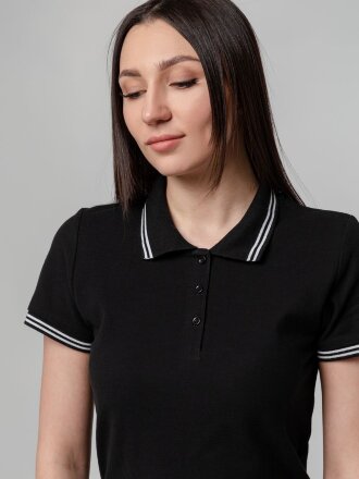 Рубашка поло женская Virma Stripes Lady, черная Рубашка поло женская Virma Stripes Lady, черная