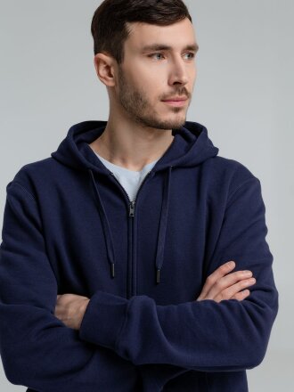 Толстовка на молнии с капюшоном унисекс King, темно-синяя Толстовка на молнии с капюшоном унисекс King, темно-синяя