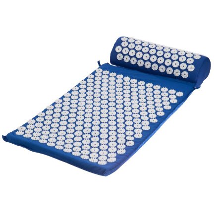 Массажный акупунктурный коврик с валиком Iglu, синий с белым Массажный акупунктурный коврик с валиком Iglu, синий с белым