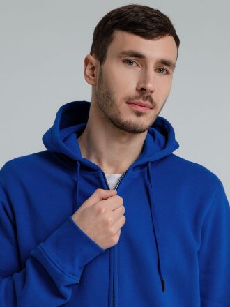 Толстовка на молнии с капюшоном унисекс King, ярко-синяя Толстовка на молнии с капюшоном унисекс King, ярко-синяя