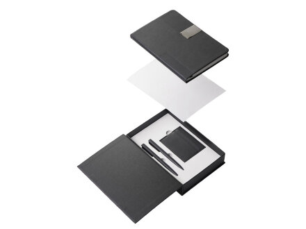 Подарочный набор Goethe с блокнотом А5, 2-мя ручками и картхолдером, черный