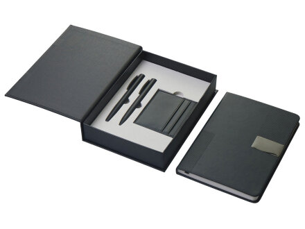Подарочный набор Goethe с блокнотом А5, 2-мя ручками и картхолдером, черный
