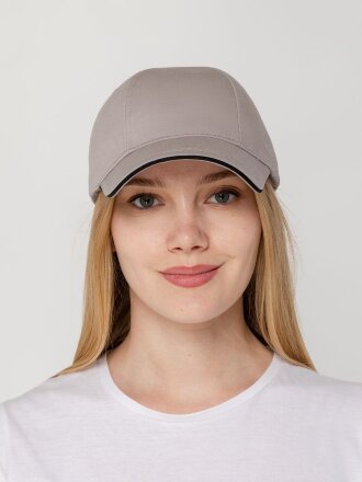 Бейсболка Canopy, серая с черным кантом Бейсболка Canopy, серая с черным кантом