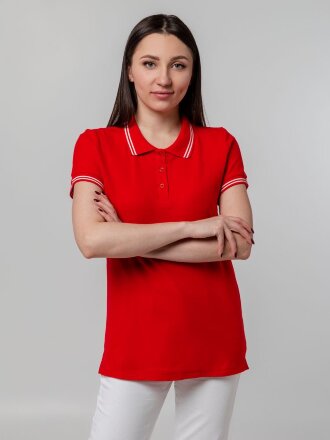 Рубашка поло женская Virma Stripes Lady, красная Рубашка поло женская Virma Stripes Lady, красная