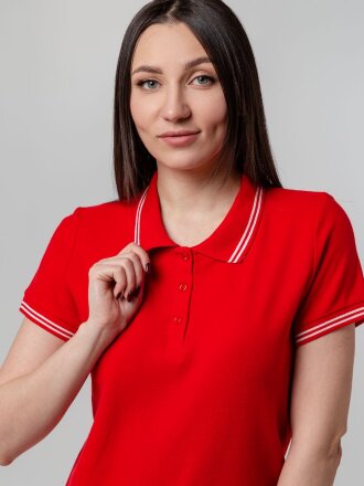 Рубашка поло женская Virma Stripes Lady, красная Рубашка поло женская Virma Stripes Lady, красная