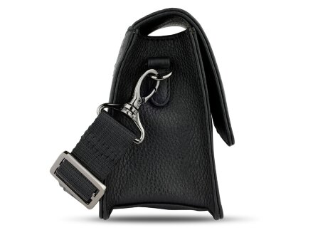 Сумка через плечо женская BUGATTI Elsa, чёрная, воловья кожа/полиэстер, 18,5х8,5х14,5 см Сумка через плечо женская BUGATTI Elsa, чёрная, воловья кожа/полиэстер, 18,5х8,5х14,5 см